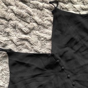 Naked Zebra Black Tank Top w Buttons and Tie